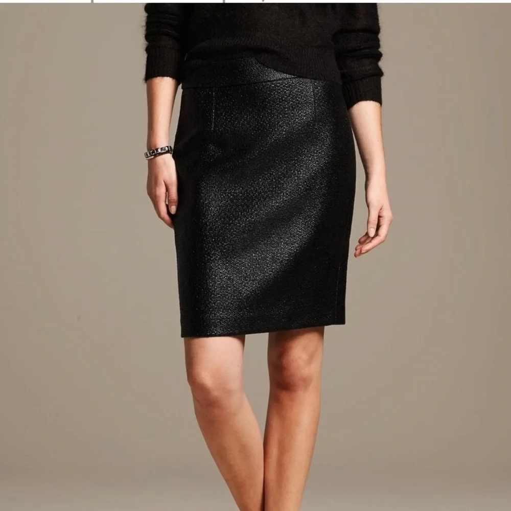 Banana Republic Coated Tweed Pencil Skirt
